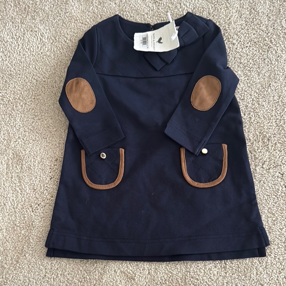 Navy Dress with Brown Accents